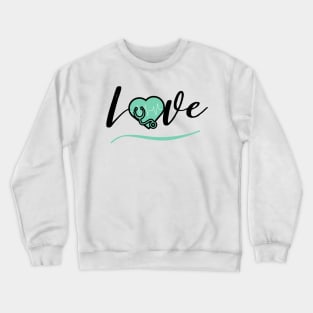 Love medicine black text design with green heart stethoscope and heartbeat Crewneck Sweatshirt